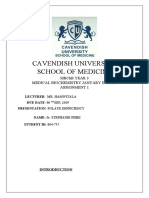 Cavendish University School of Medicine: MBCHB Year 3 Medical Biochemistry January Intake Assignment 1