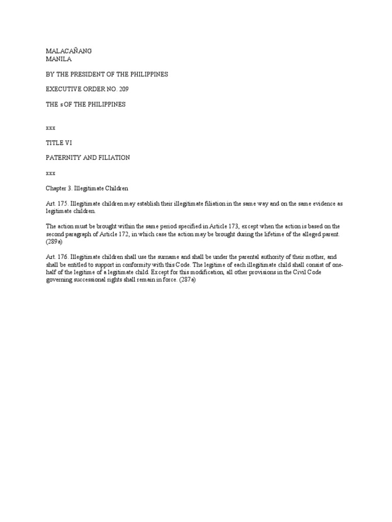 Philippines executive order on illegitimate children rights PDF