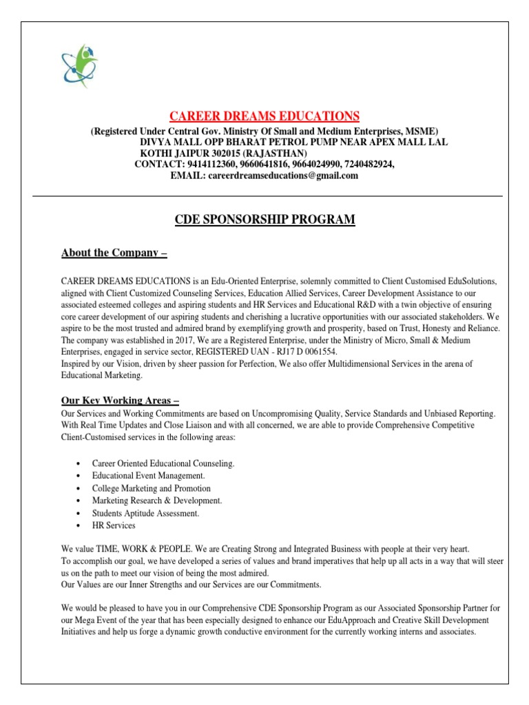 CDE Sponsorship Program for Skill_Up Event | PDF | Social Media ...