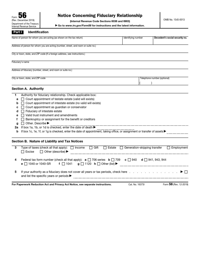 f56 IRS Notice Fid Realationship | PDF | Internal Revenue Service | Tax ...