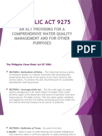 Republic Act 9275: An Act Providing For A Comprehensive Water Quality Management and For Other Purposes