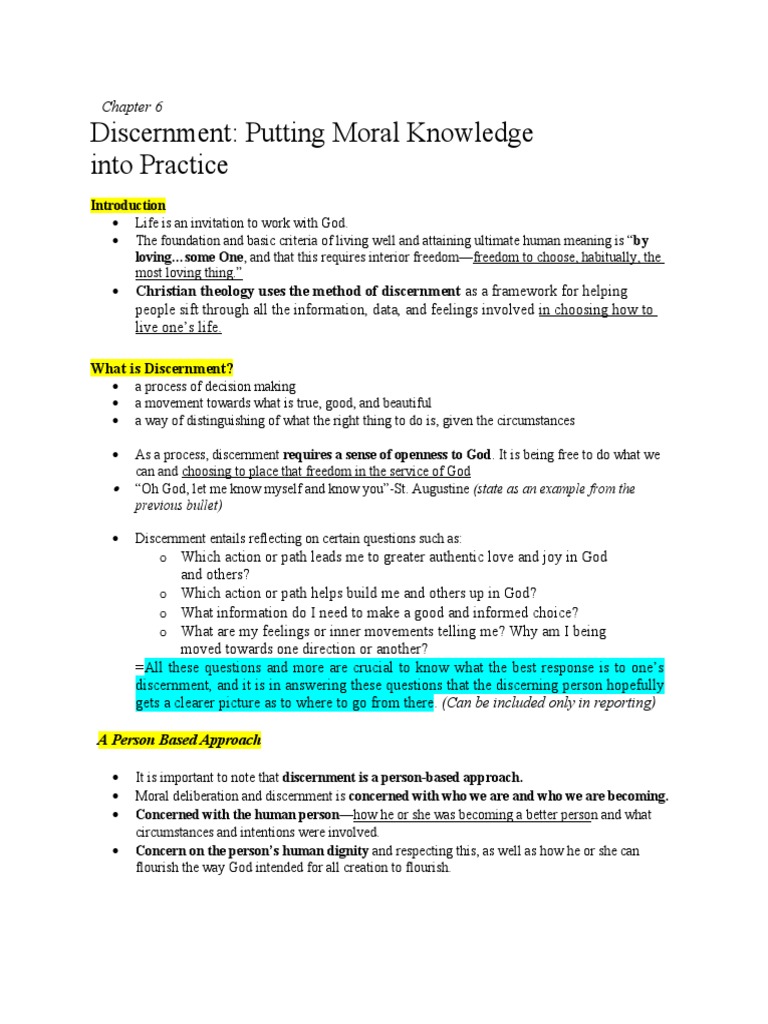 Discernment: Putting Moral Knowledge Into Practice | PDF ...