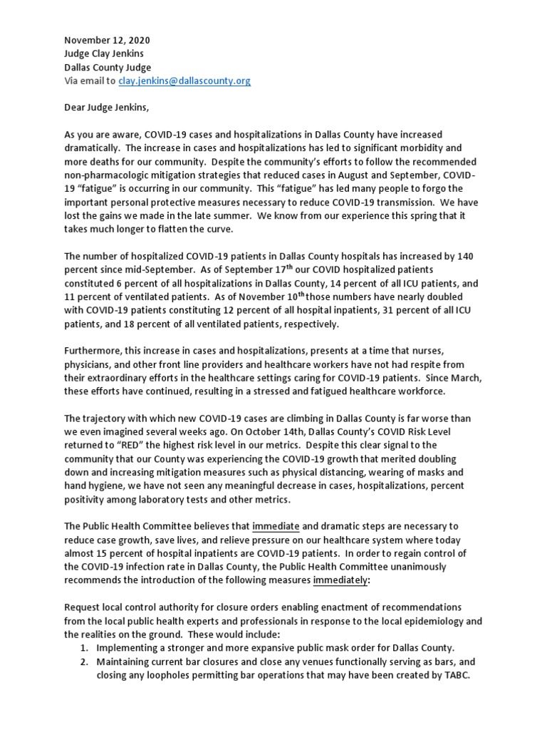 Urgent COVID-19 Mitigation Measures for Dallas | PDF | Patient | Hospital