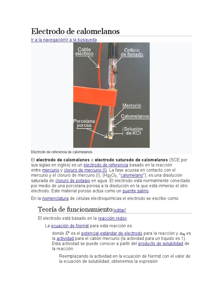 Electrodo de Calomelanos: Función y Aplicaciones | PDF | Física ...