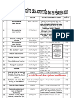 Liste Et Coût Des Activités 2 2011