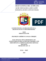 Los Efectos de La Globalización en La Región Puno en Cuatro Dimensiones