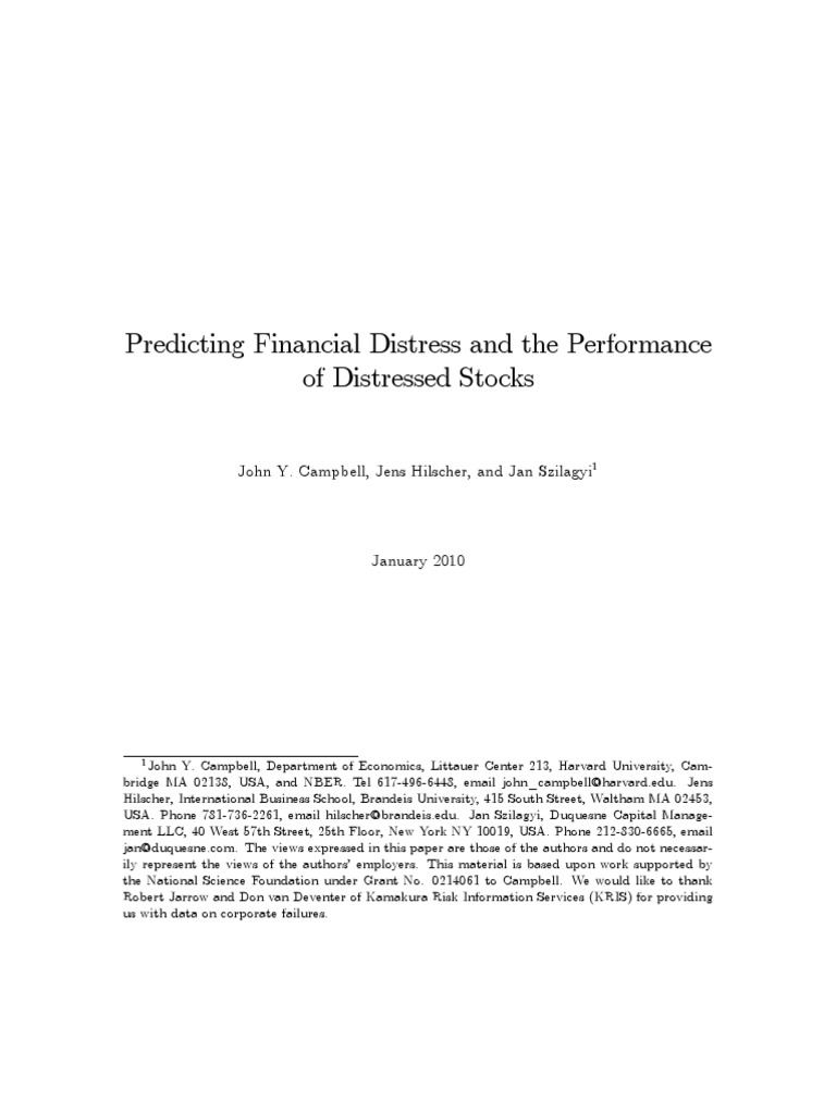 Financial Distress Prediction Model | PDF | Capital Asset Pricing Model ...