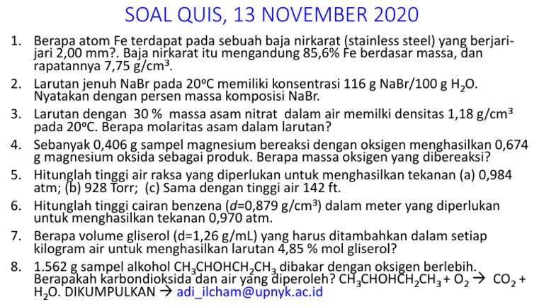 Soal Kimia: Persen dan Reaksi Zat | PDF