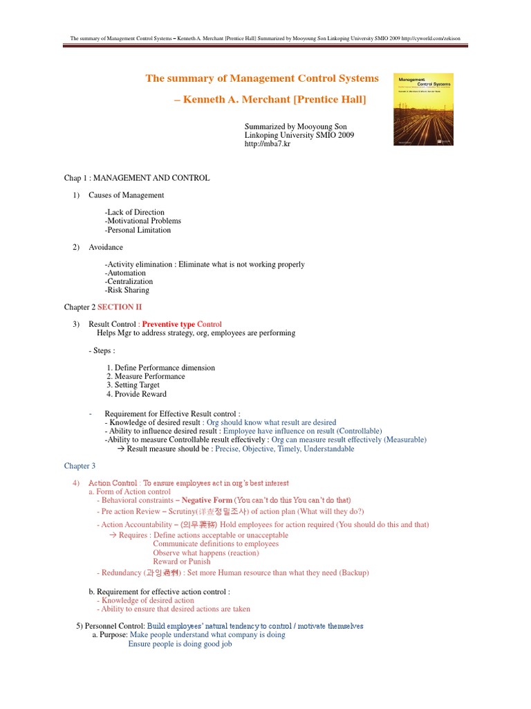Overview of Management Control Systems | PDF | Audit | Option (Finance)