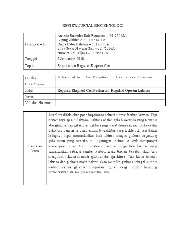 Regulasi Ekspresi Gen Prokariot | PDF | Sains & Matematika