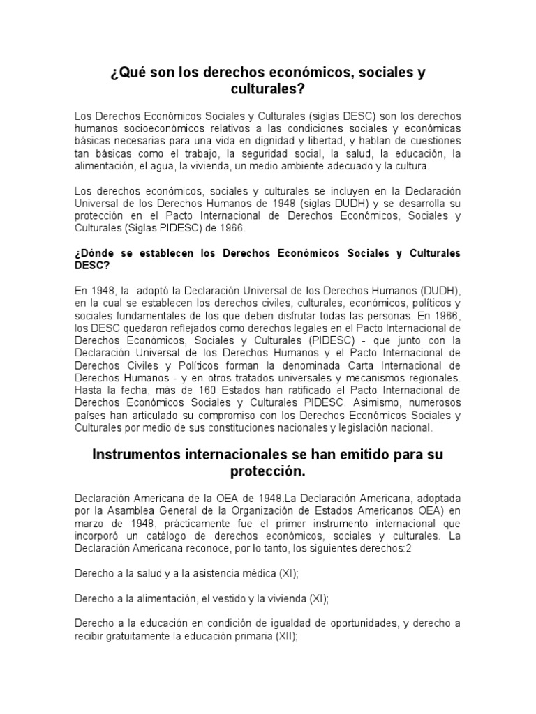 Derechos Económicos, Sociales y Culturales | PDF | Derechos humanos ...