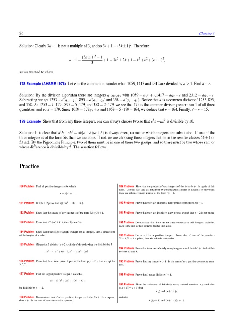 Number Theory Problem Solutions | PDF | Prime Number | Discrete Mathematics