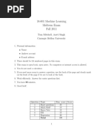 10-601 Machine Learning Midterm Exam Fall 2011: Tom Mitchell, Aarti Singh Carnegie Mellon University