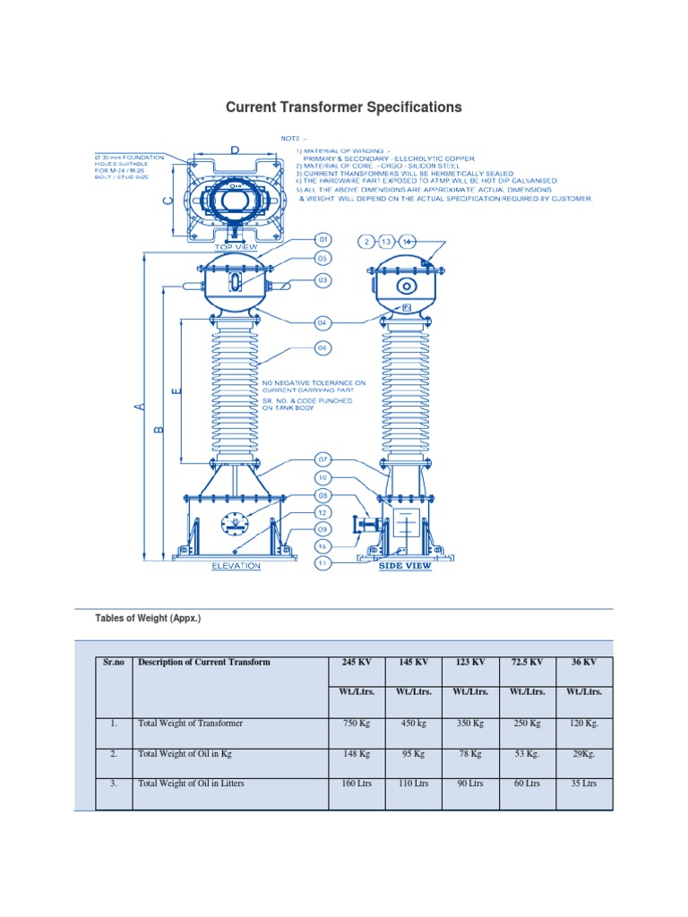66 KV Outdoor Current Transformer PDF PDF Manufactured Goods Nature