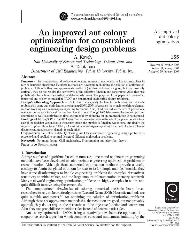 An Improved Ant Colony Optimization For Constrained Engineering Design ...