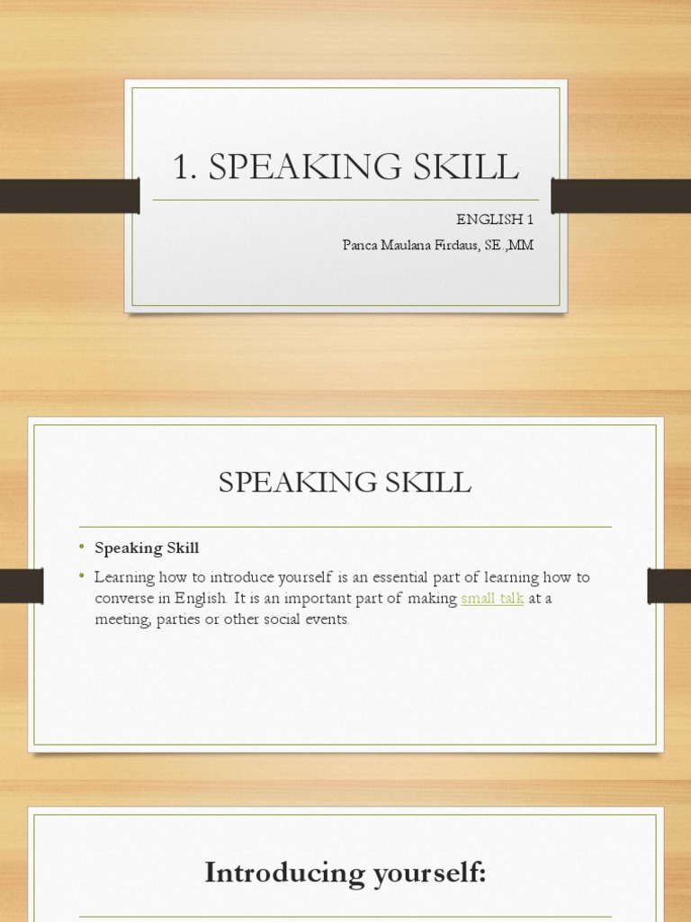 1 - Speaking Skill PDF | PDF | Cognition