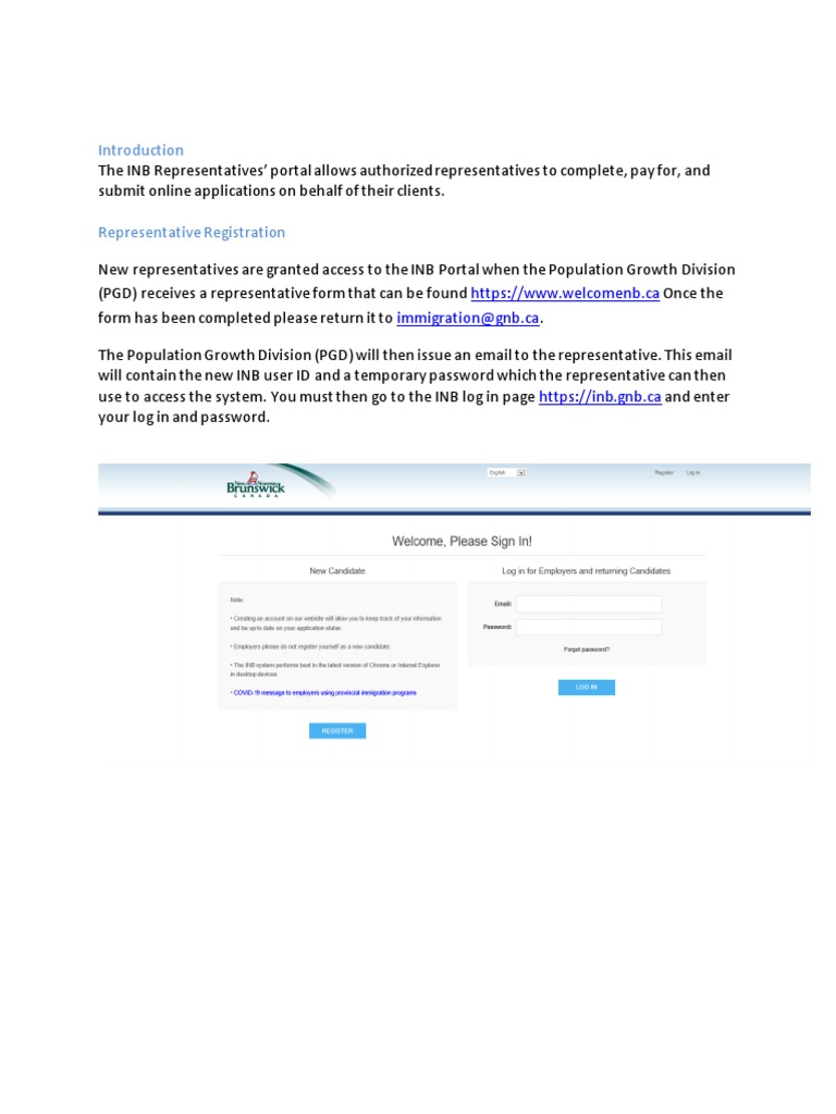 INB Portal Guide for Representatives | PDF | Digital Technology ...