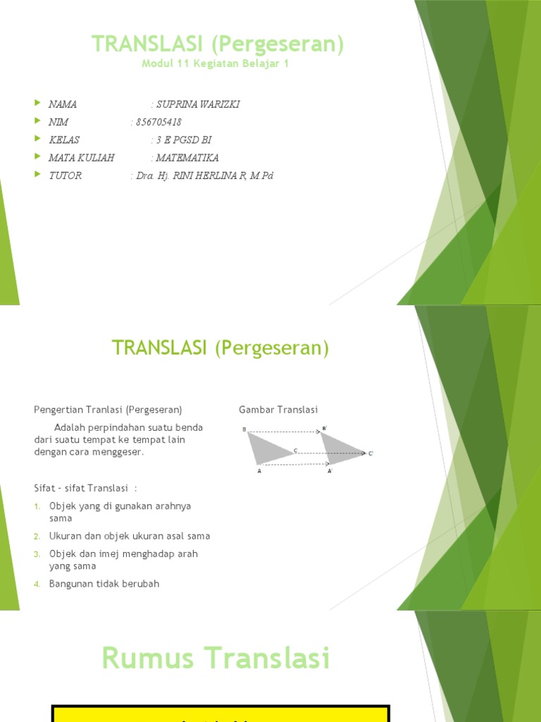 Pengertian dan Rumus Translasi Matematika | PDF | Seni & Disiplin ...