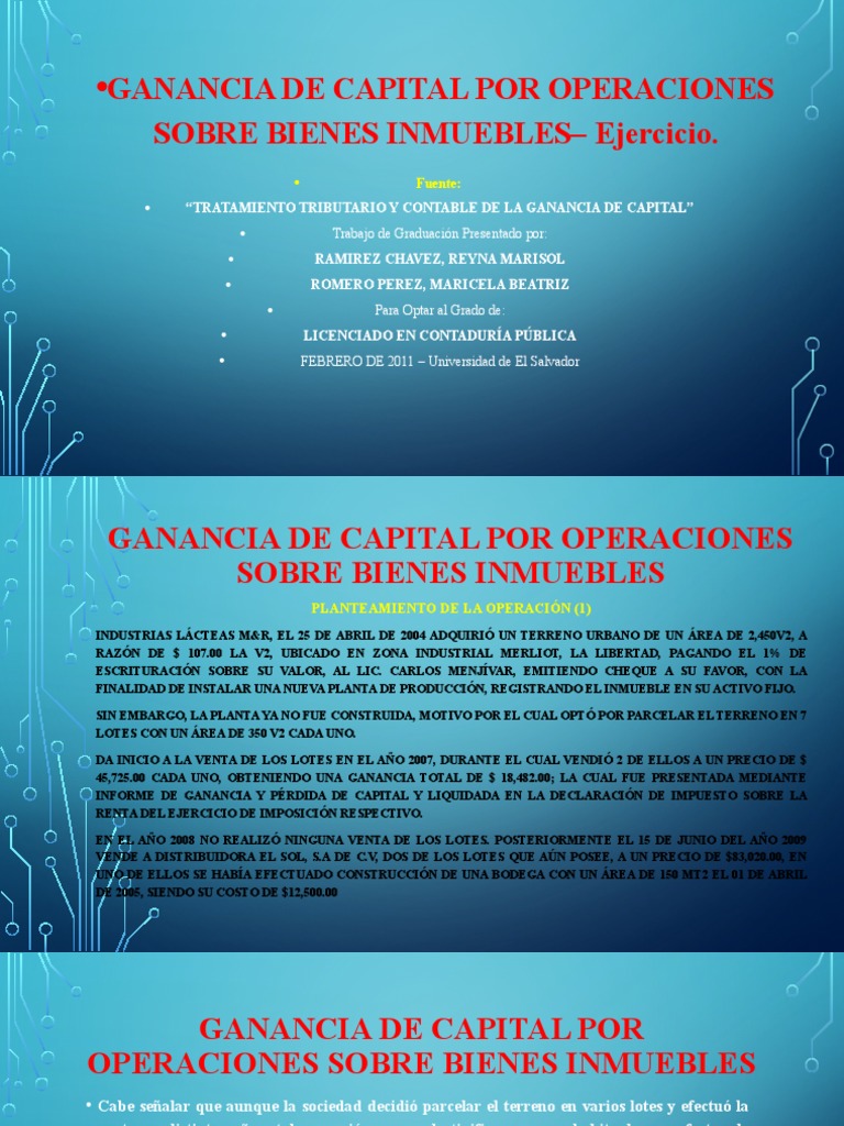 Ganancia De Capital Por Operaciones Inmobiliarias Pdf Impuesto