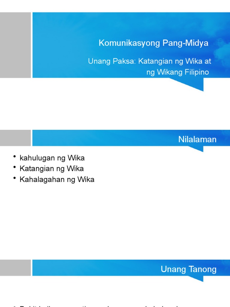 Komunikasyong Pang - MIdya 1 | PDF