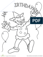 Birthday Coloring Clown PDF