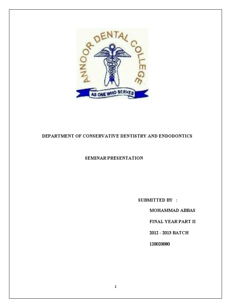 Department of Conservative Dentistry and Endodontics | PDF | Mouth ...