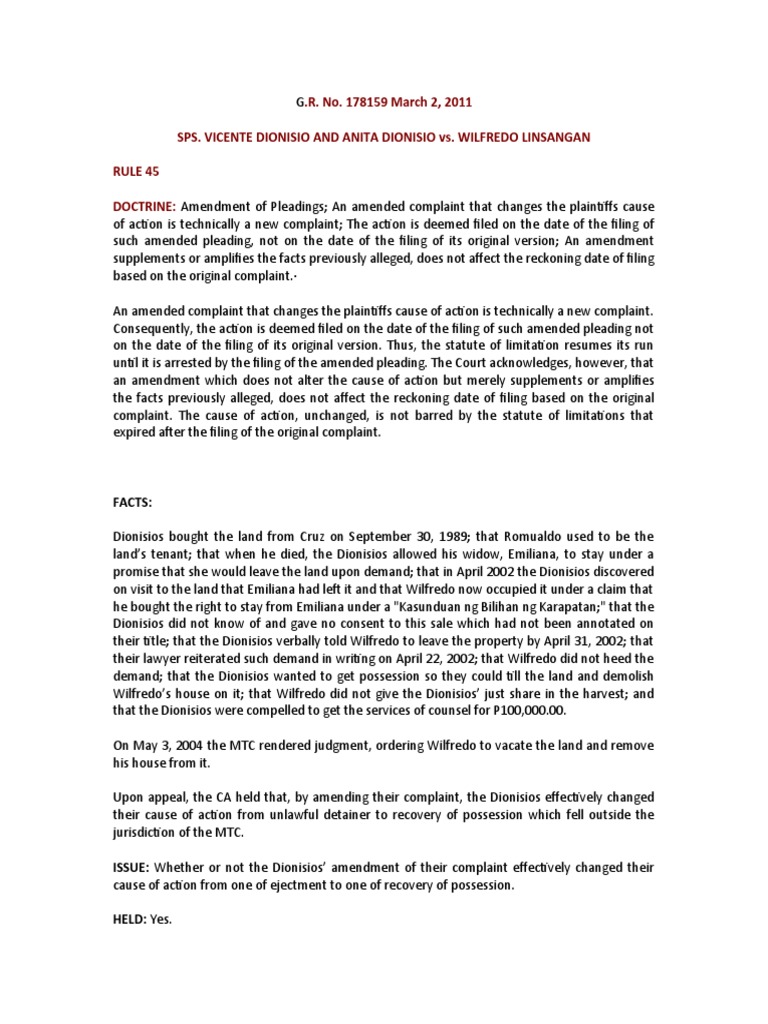 CA Rules Action for Rescission Cannot be Joined with Partition Case