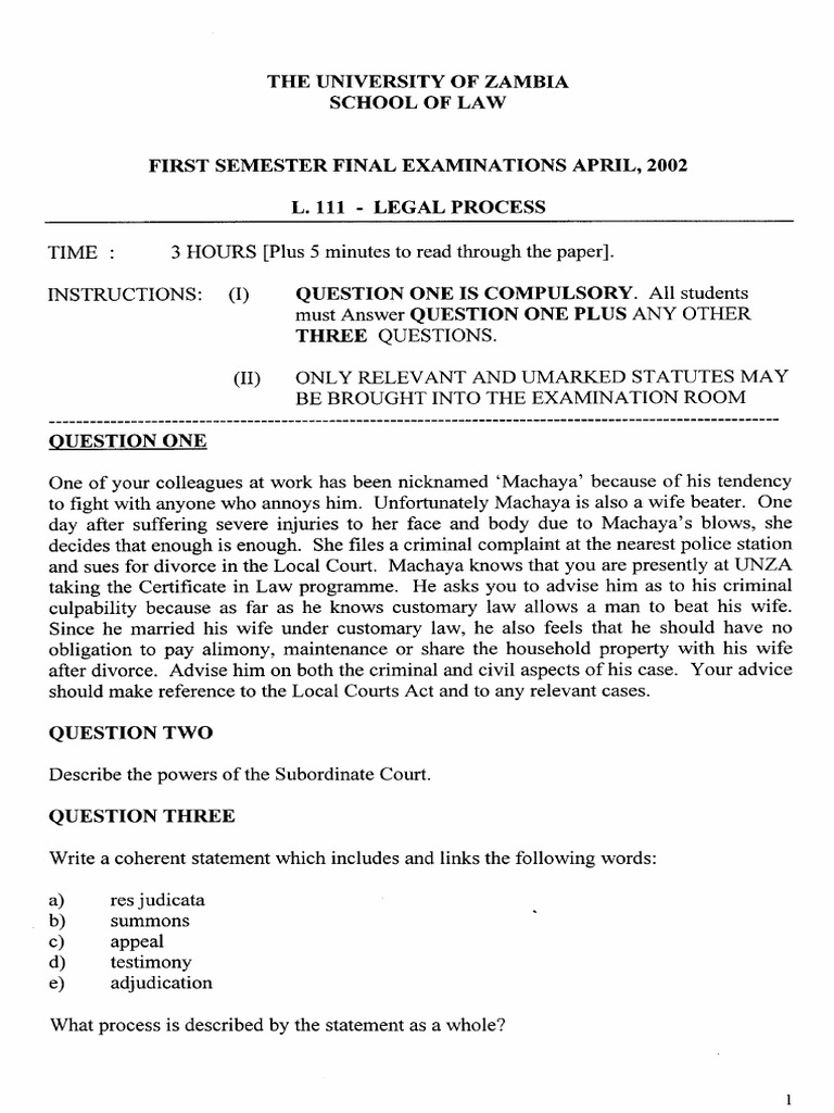 Law Exam Papers First Semester 20020001 PDF