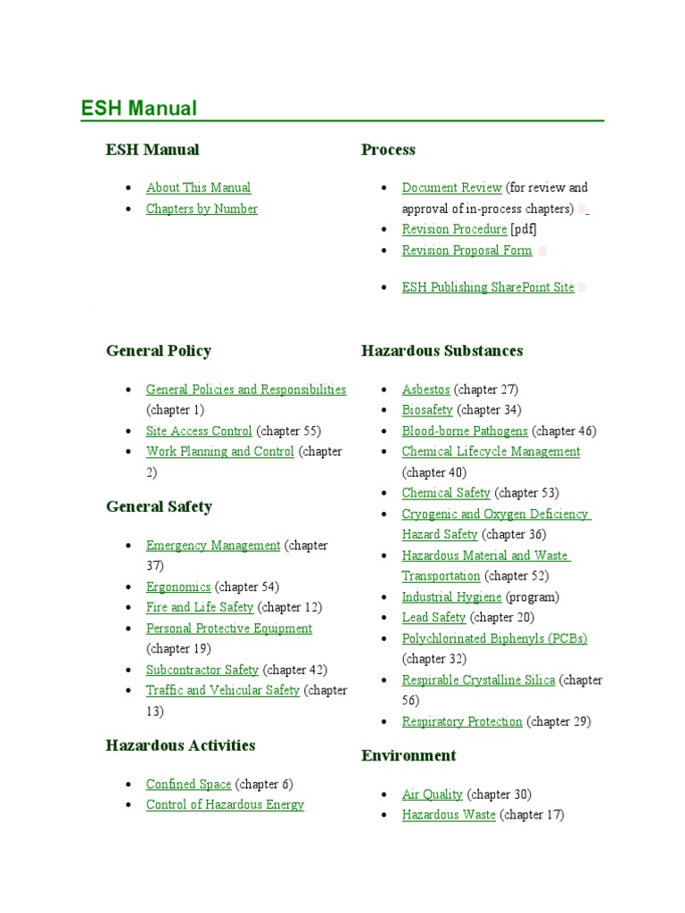 ESH Manual | PDF | Radiation | Polychlorinated Biphenyl