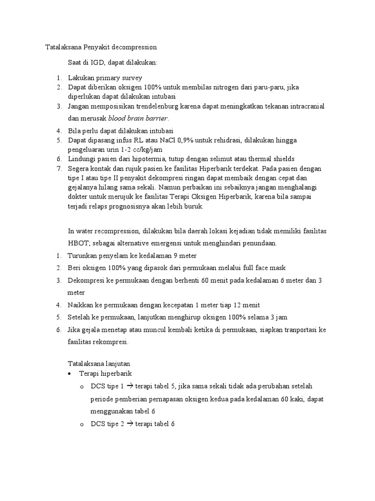 Tatalaksana Penyakit Dekompressi di IGD | PDF