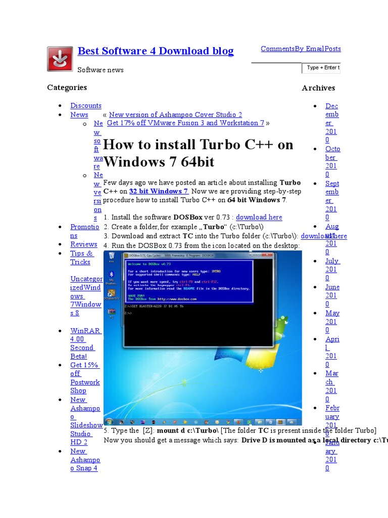 How To Install Turbo C++ On Windows 7 64bit: Best Software 4 Download ...