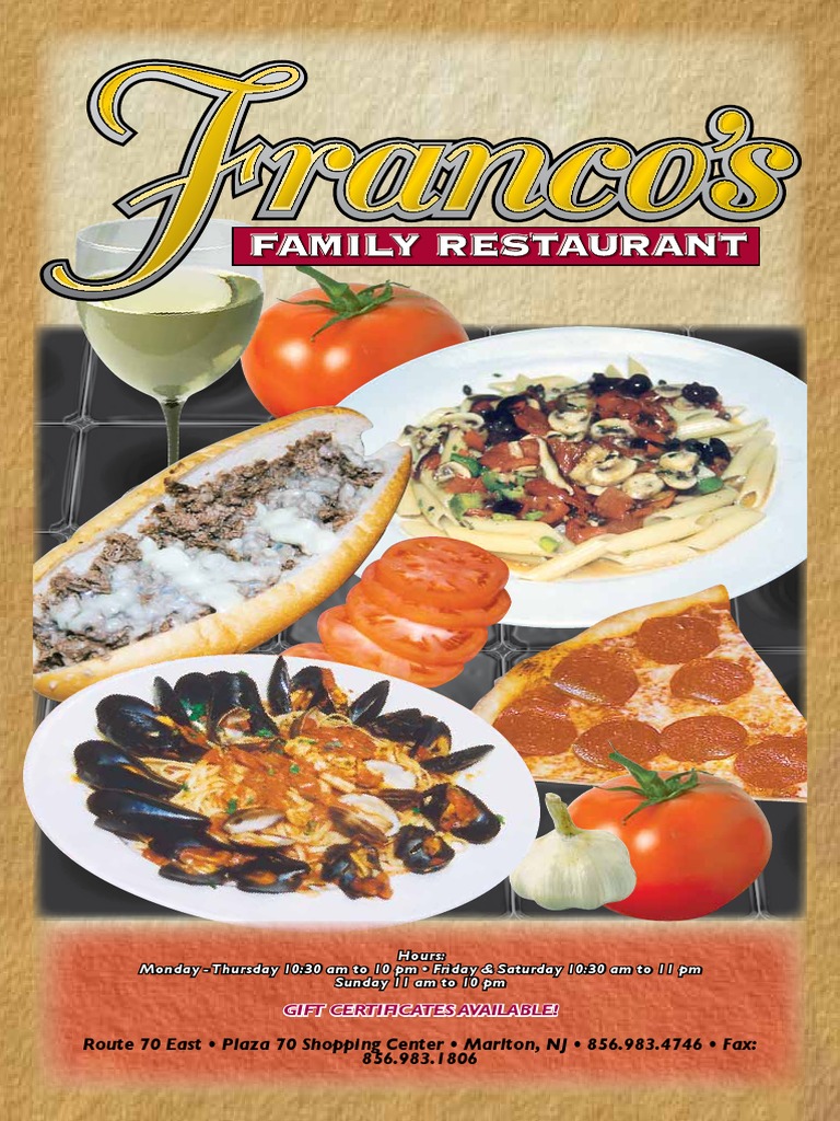 Francos Family Restaurant PDF | PDF | Salad | Hamburgers