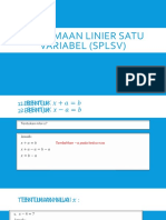 Persamaan Linier Satu Variabel (SPLSV)