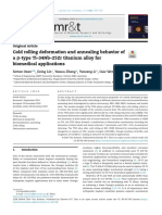 Cold Rolling Deformation and Annealing Behavior of A Ti-34Nb-25Zr Titanium Alloy For Biomedical Applications