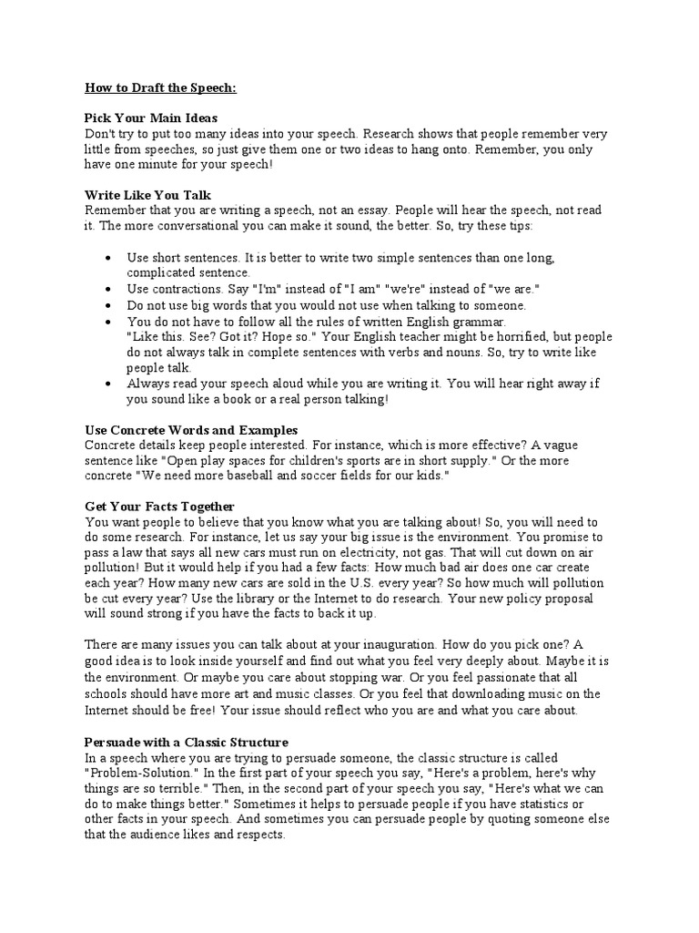 Drafting Speech and Evaluating Oral Presentation PDF Body Language