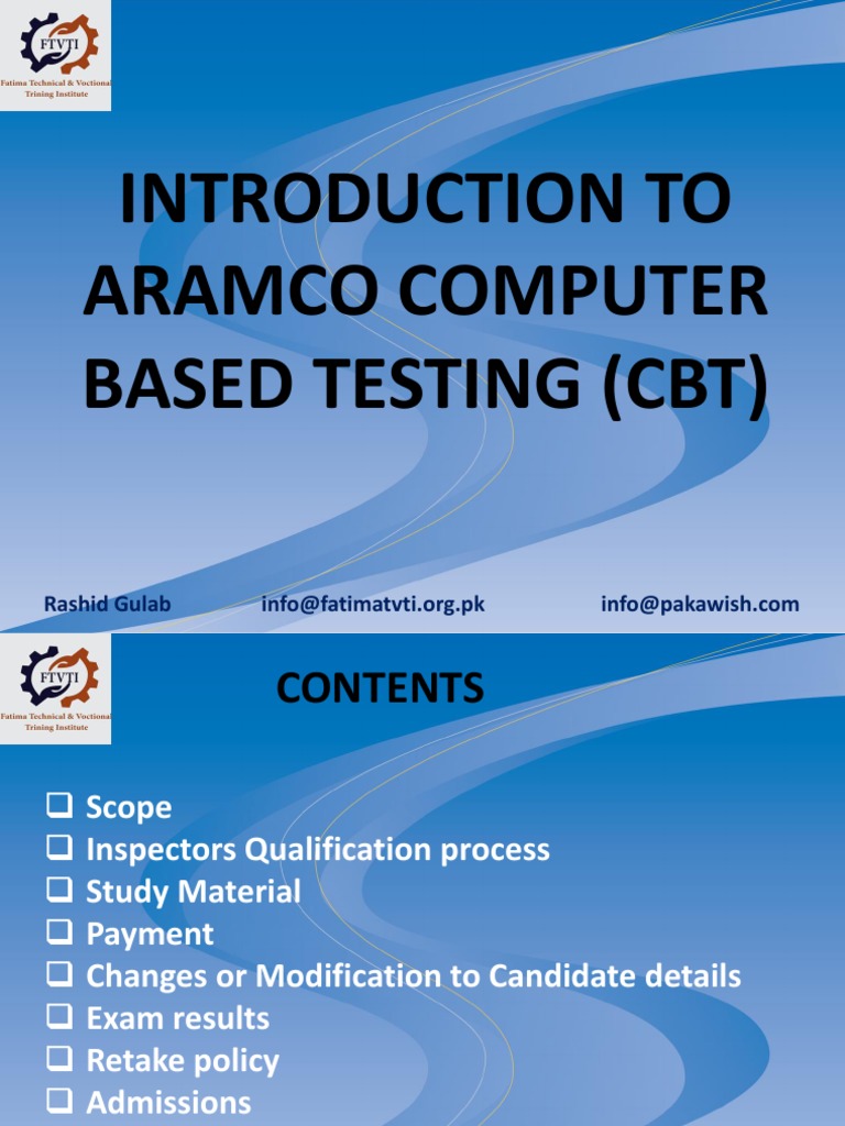 Aramco CBT Exam Guide and Policies | PDF | Test (Assessment) | Test ...