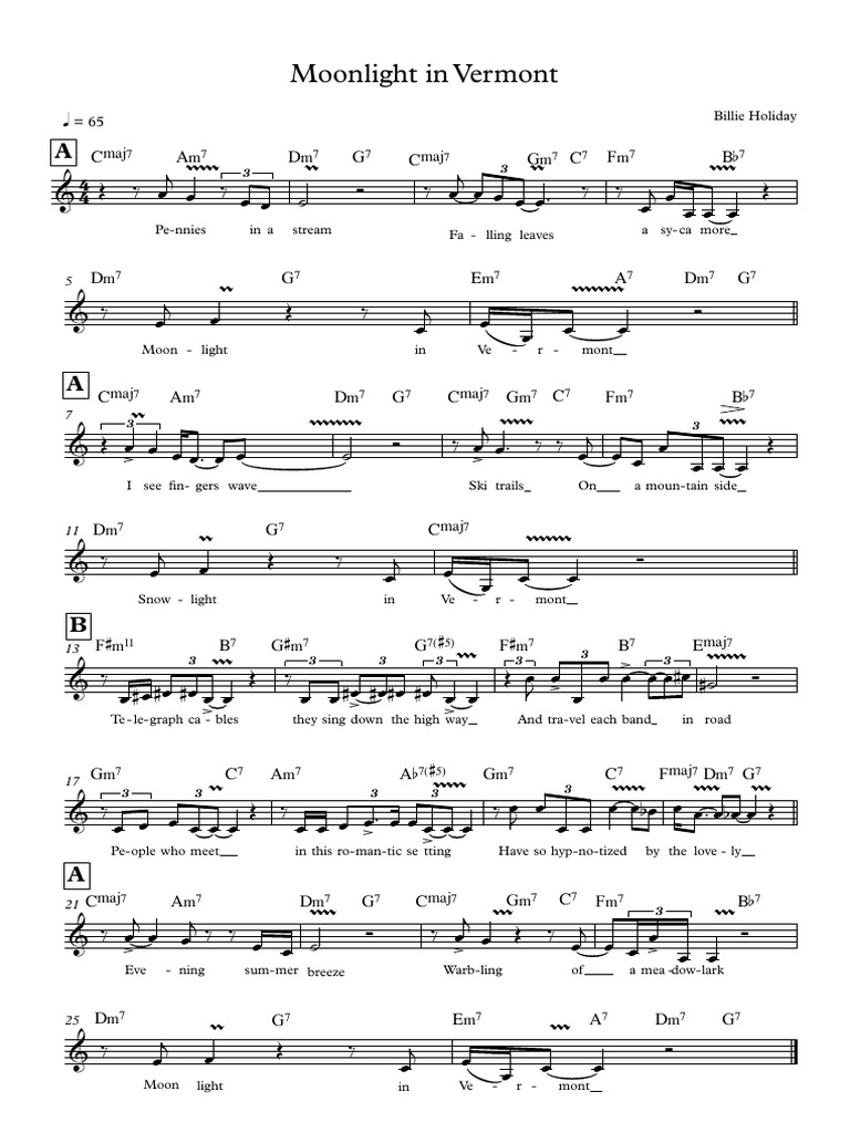 Moonlight in Vermont - Partitura C | PDF