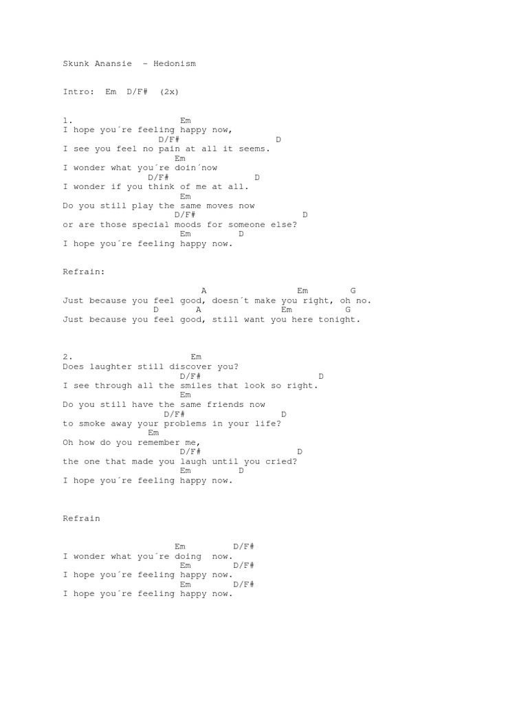Hedonism Skunk Anansie | PDF