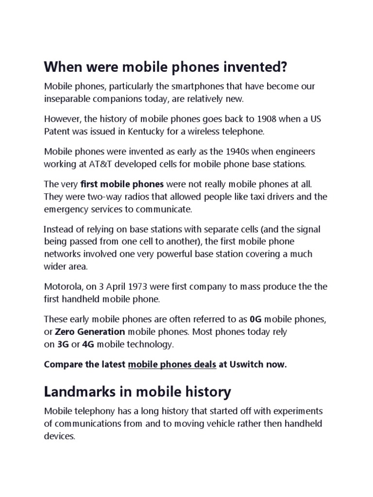 When Were Mobile Phones Invented PDF Mobile Phones Smartphone