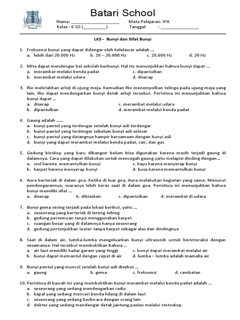 Lks Bunyi Dan Sifat Bunyi Pdf