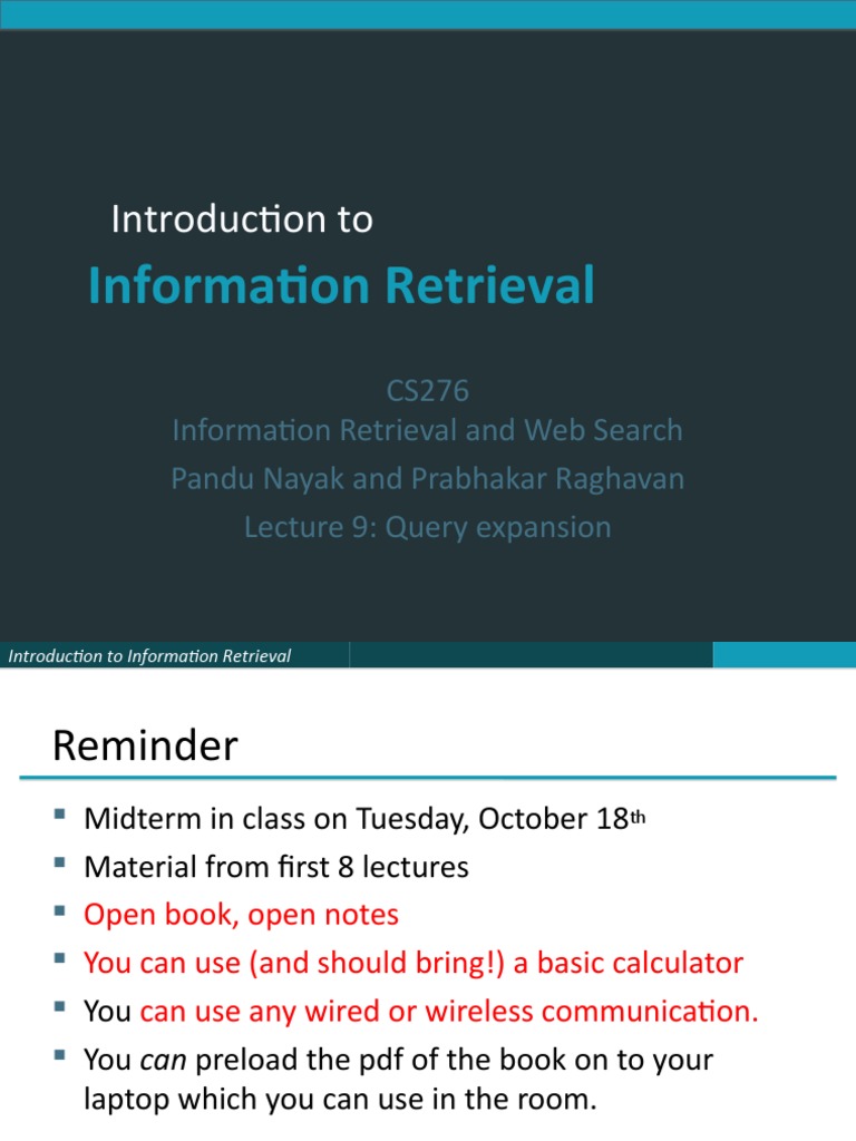 Query Expansion in Information Retrieval | PDF | Information Retrieval ...