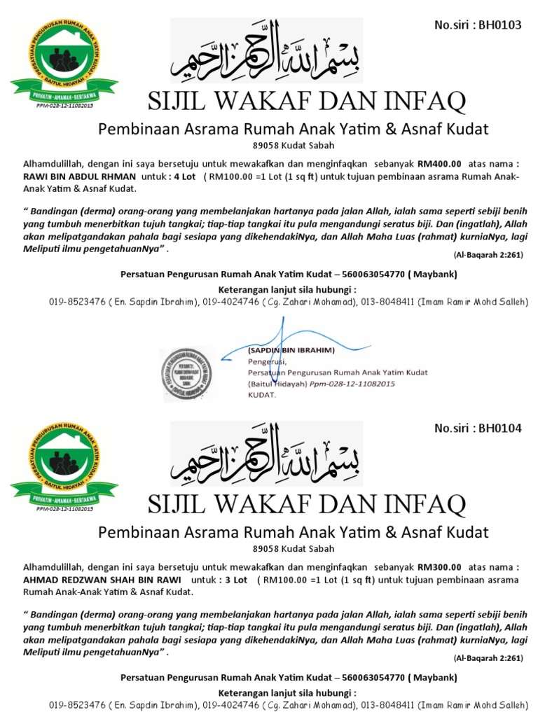 Sijil Wakaf Pdf