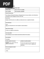 Lesson Plan (Template) : Term 1 Use and Describe Known Facts Families To Add and Subtract