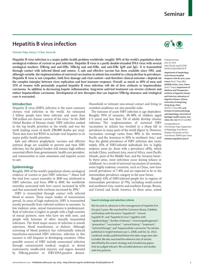 Hepatitis B Infection Overview and Management | PDF | Hepatitis B ...