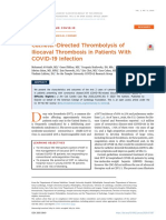 Catheter-Directed Thrombolysis of Iliocaval Thrombosis in Patients With COVID-19 Infection