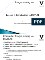 Introduction to MATLAB Programming in 8 Weeks