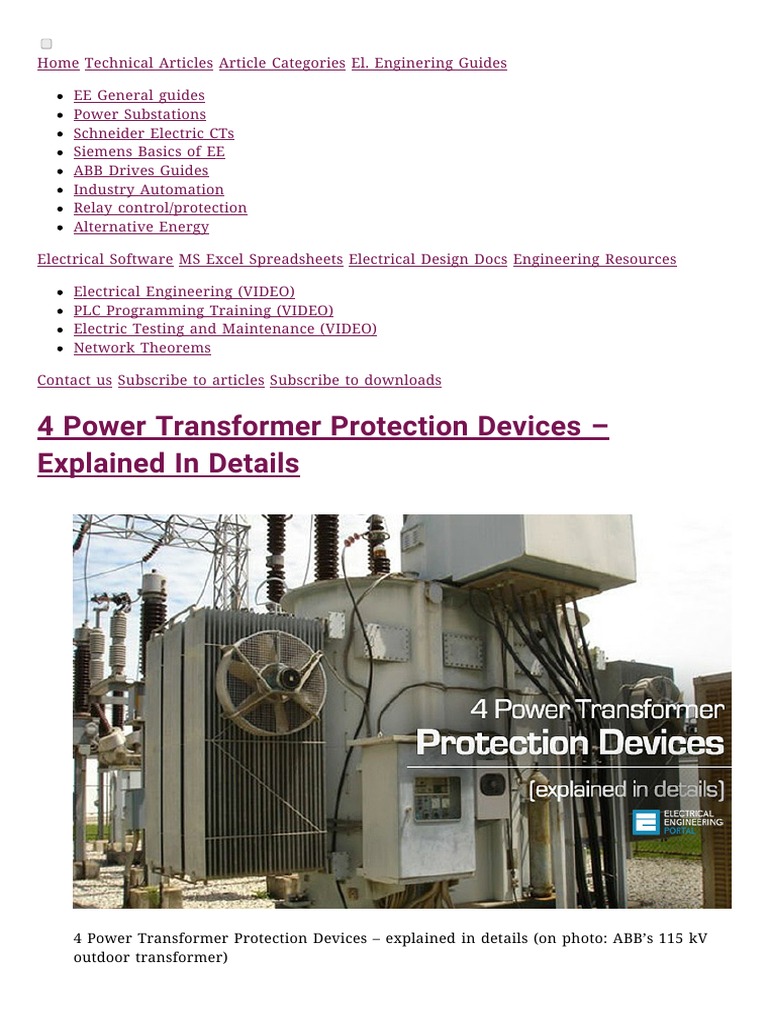 4 Power Transformer Protection Devices Explained in Details EEP PDF