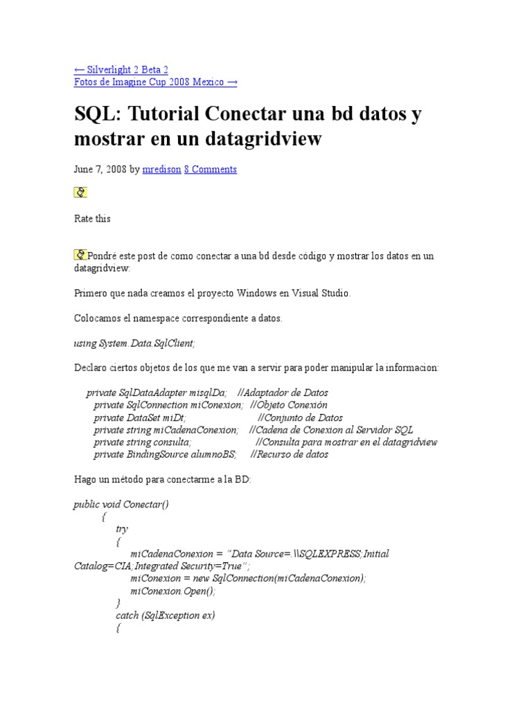 Consultas | PDF | C Sharp (lenguaje de programación) | SQL