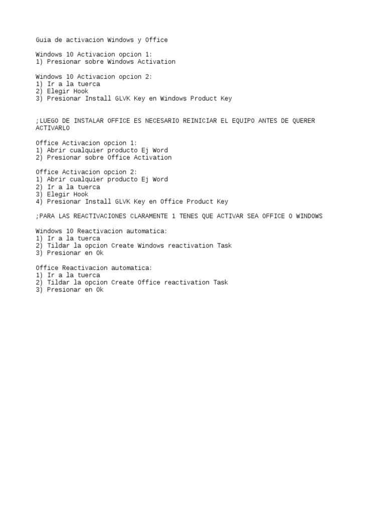 Activación de Windows y Office: Guía Rápida | PDF