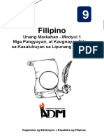 Fil9 - Q1 - Mod1 - Mga Pangyayari at Kaugnayan Nito Sa Kasalukuyan Sa Lipunang Asyano - Version3